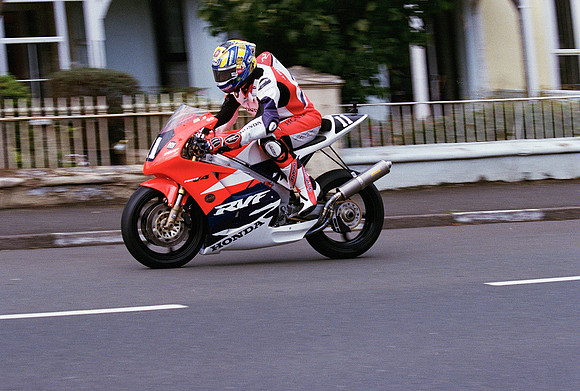 Nathan Harrison on a classic Honda